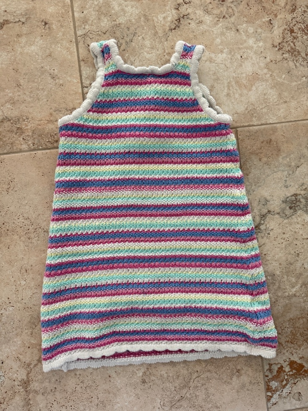 Crochet knit striped dress